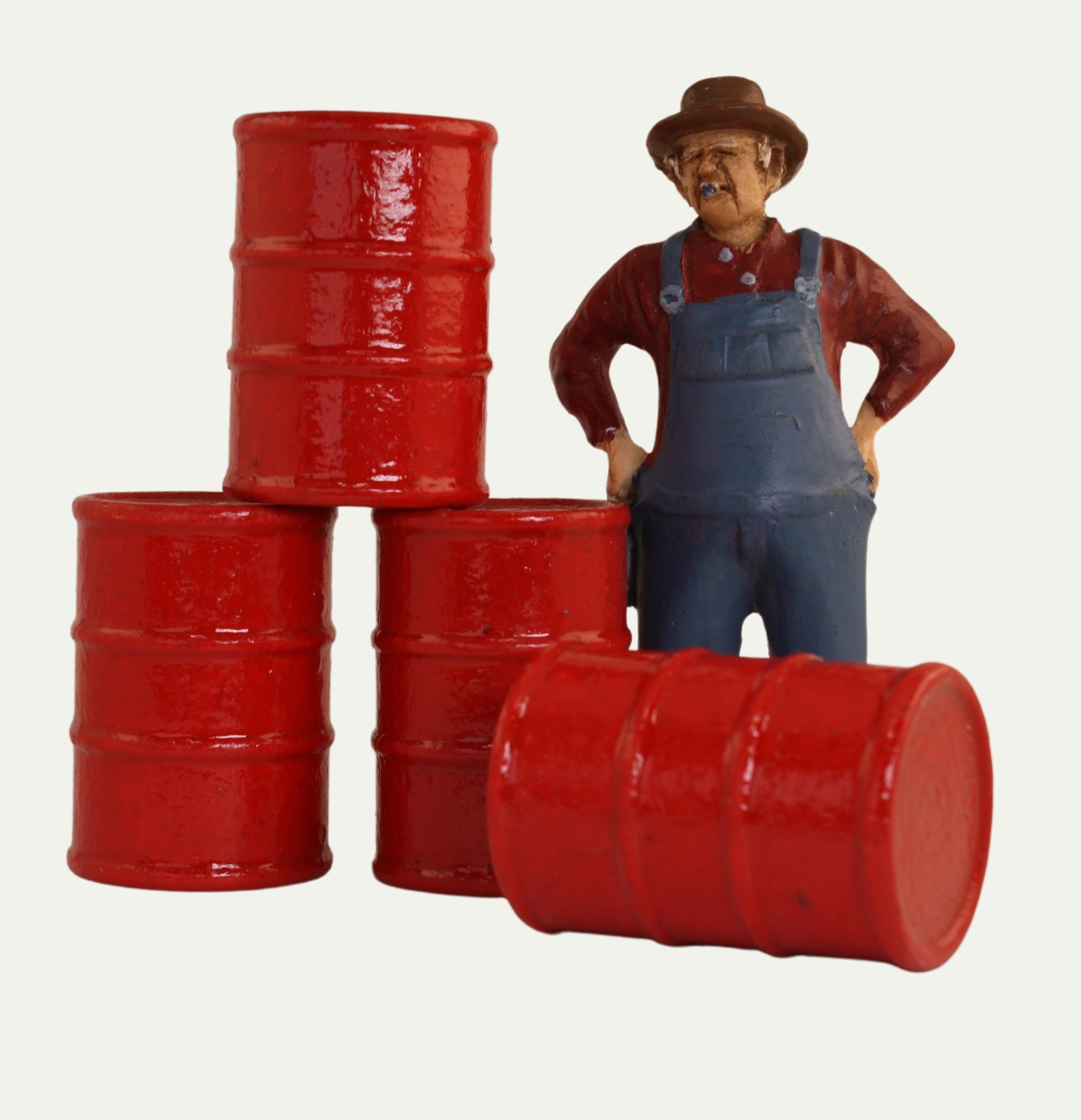 Industrial Barrels - Red - Set of 4 - 1:24 Scale - 101-0607