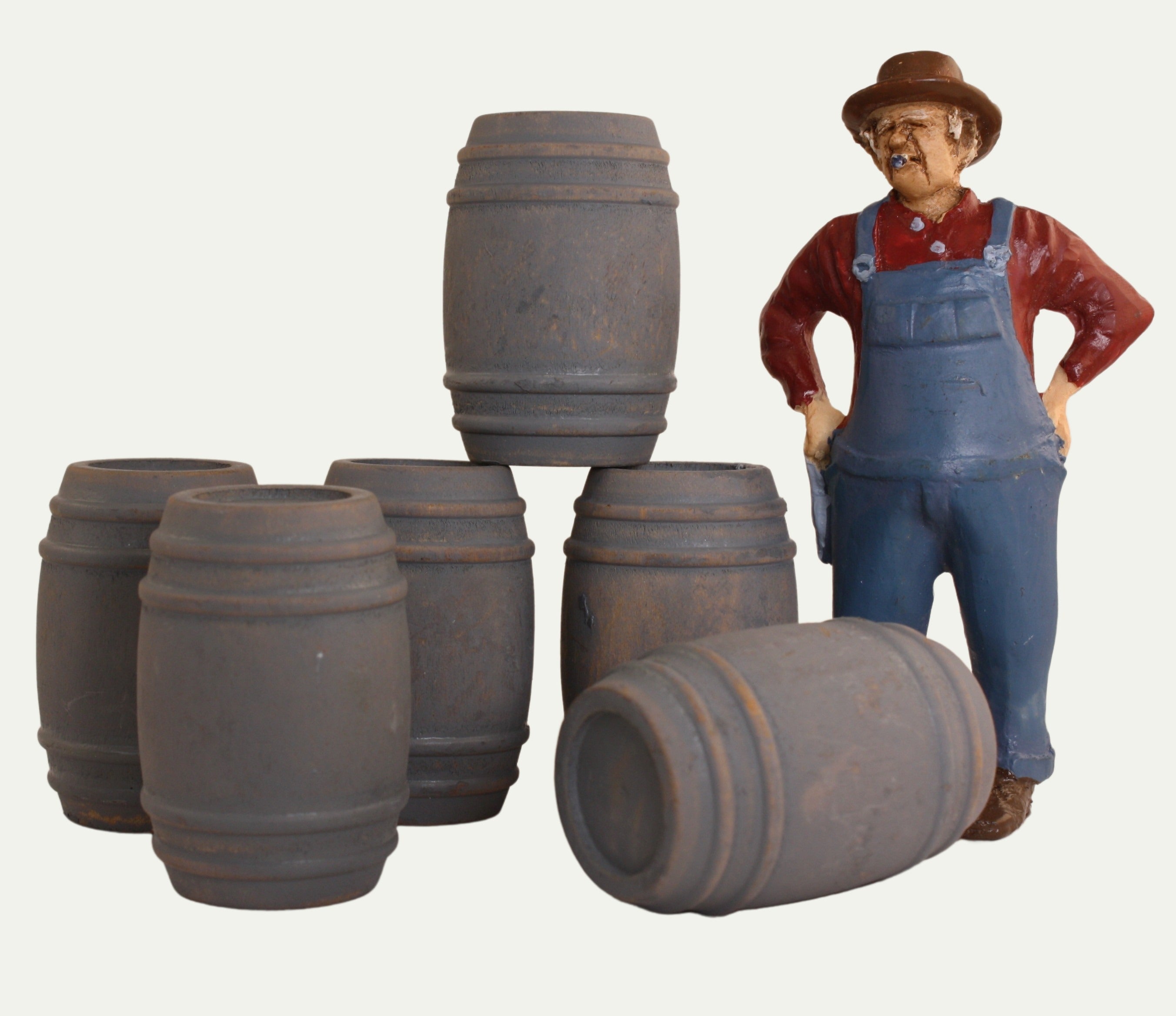 Industrial Barrels - Gray - Set of 6 - 1:24 Scale - 101-0608