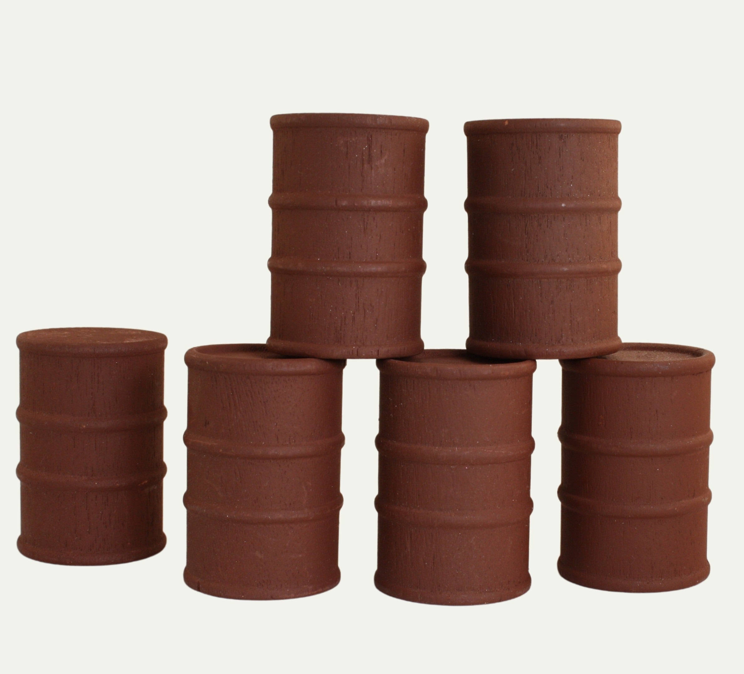 Barrels - Rusty Red  - Set of 6 - 1:24 Scale - 101-0611