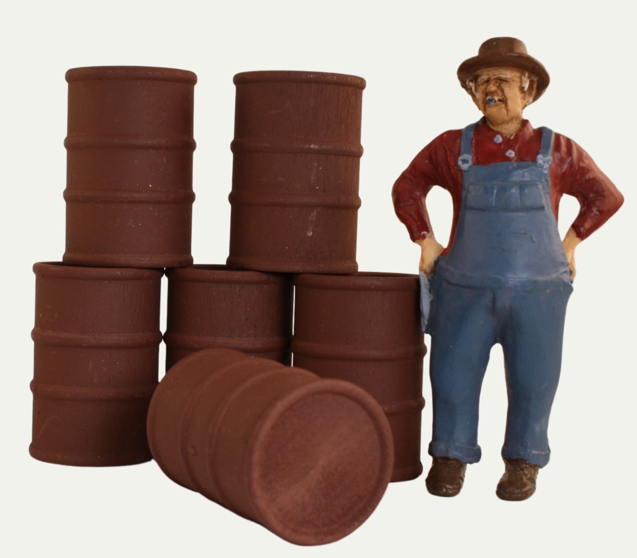 Barrels - Rusty Red  - Set of 6 - 1:24 Scale - 101-0611