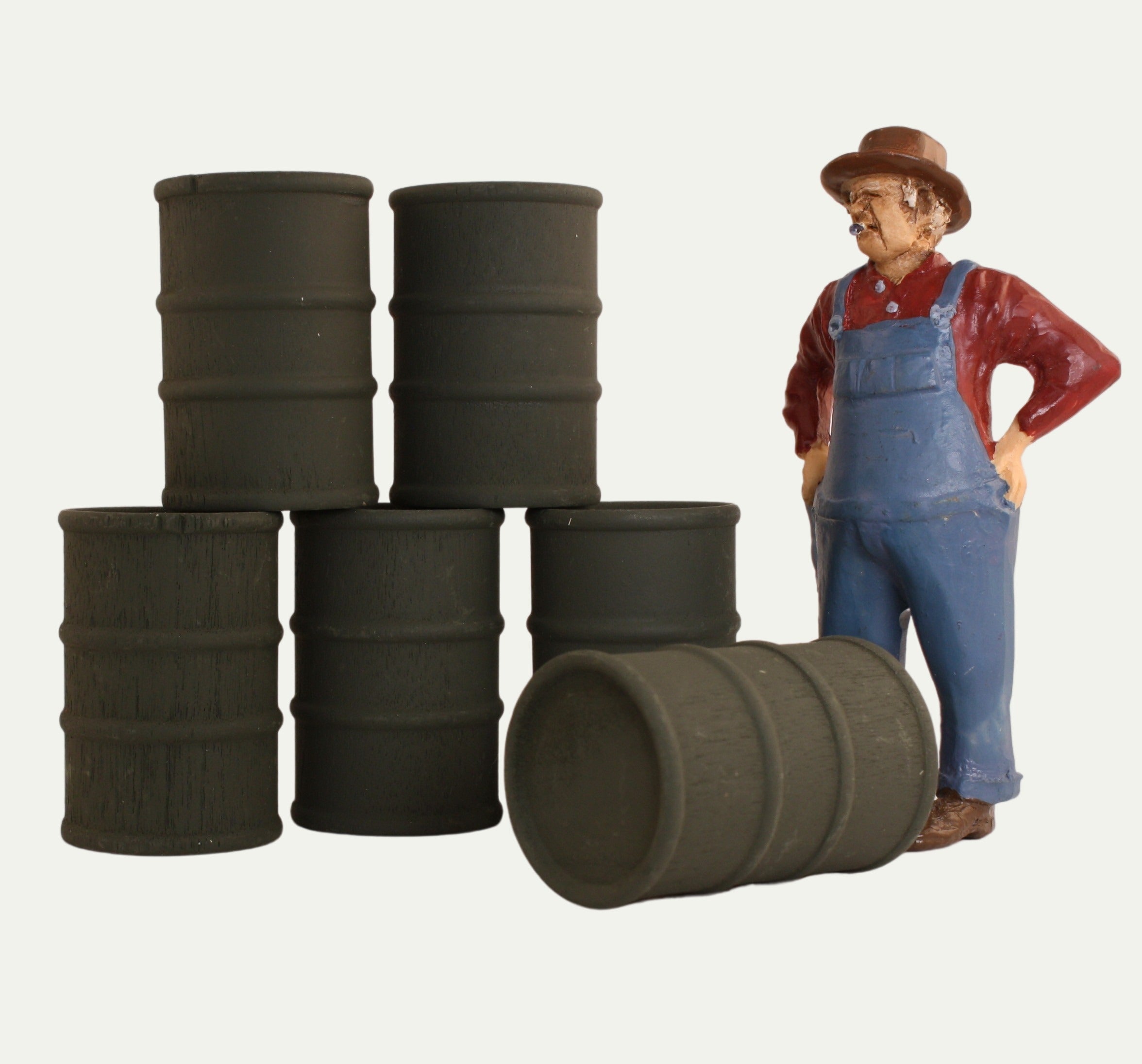 Barrels - Army Green  - Set of 6 - 1:24 Scale - 101-0612