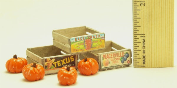 Cargo-To-Go: Vintage Fruit Crates and Pumpkin Set - 101-0914