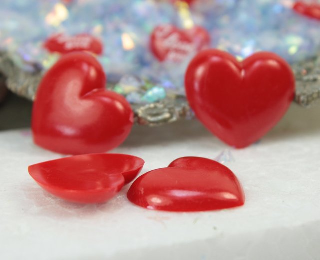 Large Red Flatback Hearts - Set of 12 - 203-3-118