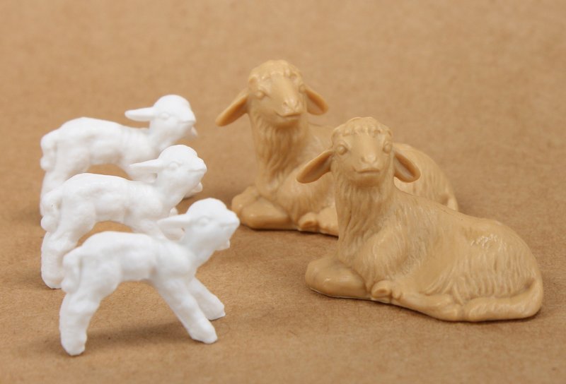 Sheep & Lamb Set - Set of 5 - Dollhouse Minis - 203-3-1509