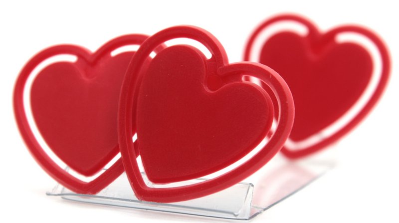 Flat Vintage Red Hearts - German - 8 pieces - 203-3-097