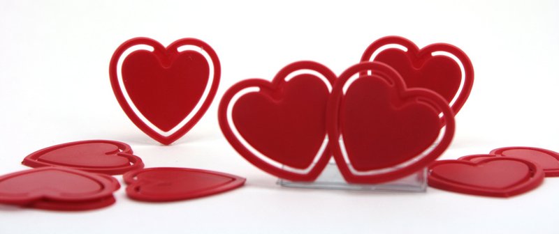 Flat Vintage Red Hearts - German - 8 pieces - 203-3-097