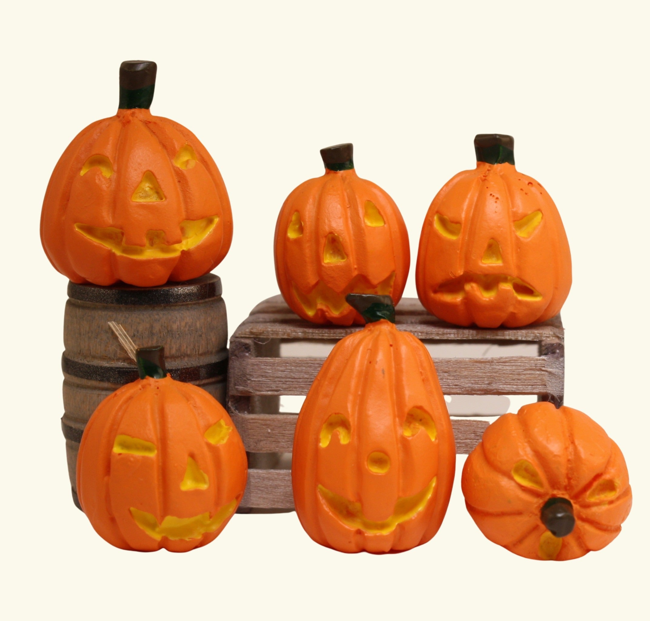 Jack-O-Lantern Pumpkins- 1" Dia. - Set of 6 - 204-8811