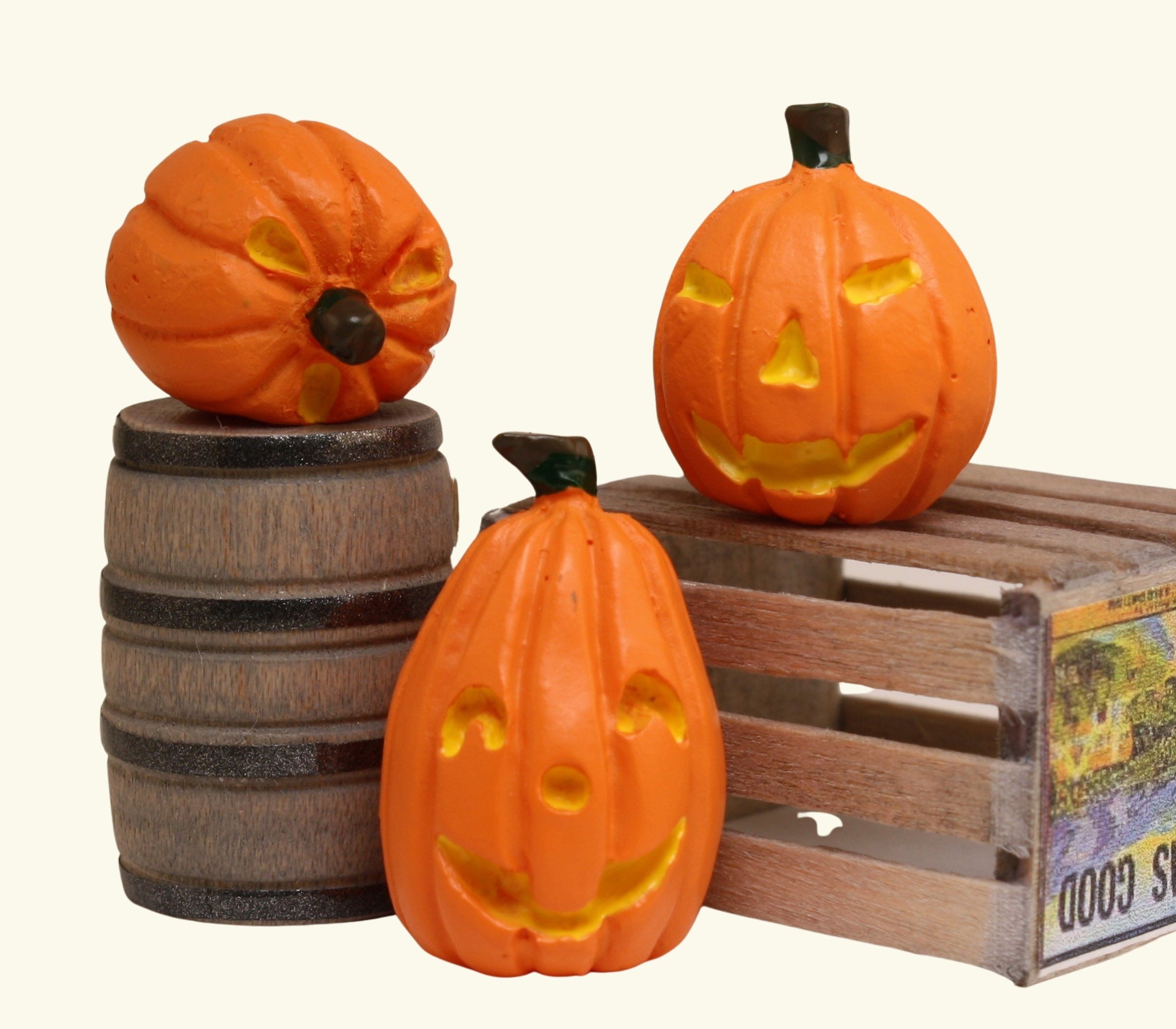 Jack-O-Lantern Pumpkins- 1" Dia. - Set of 6 - 204-8811