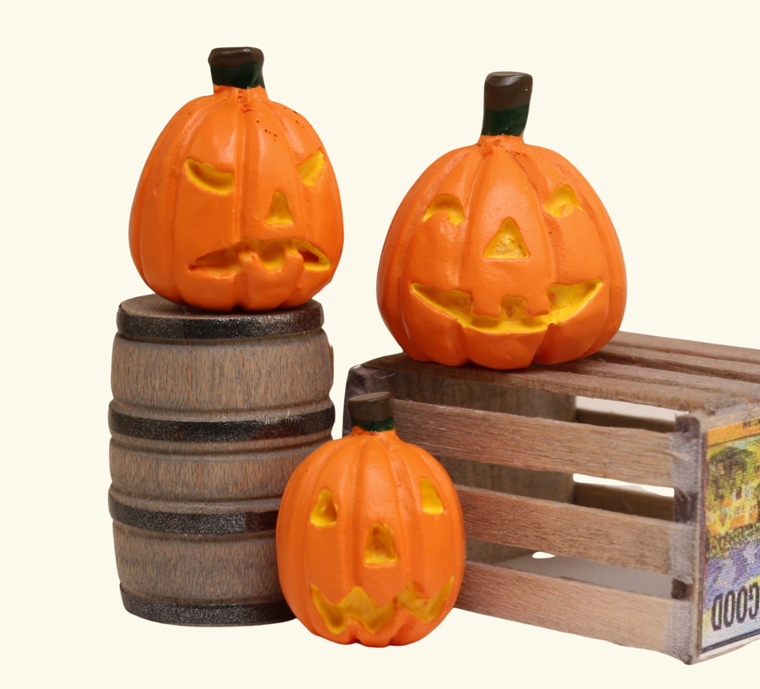 Jack-O-Lantern Pumpkins- 1" Dia. - Set of 6 - 204-8811