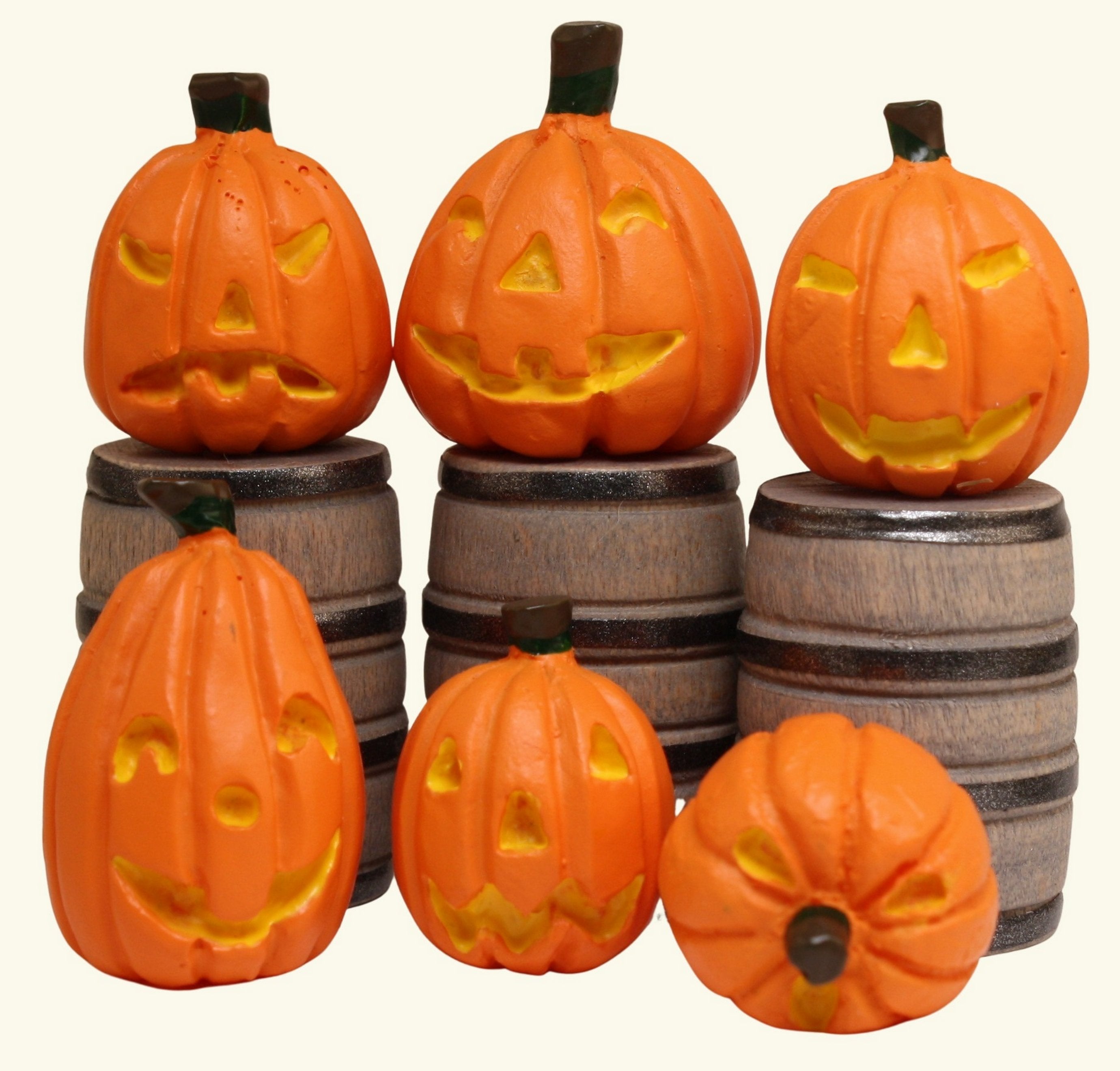 Jack-O-Lantern Pumpkins- 1" Dia. - Set of 6 - 204-8811