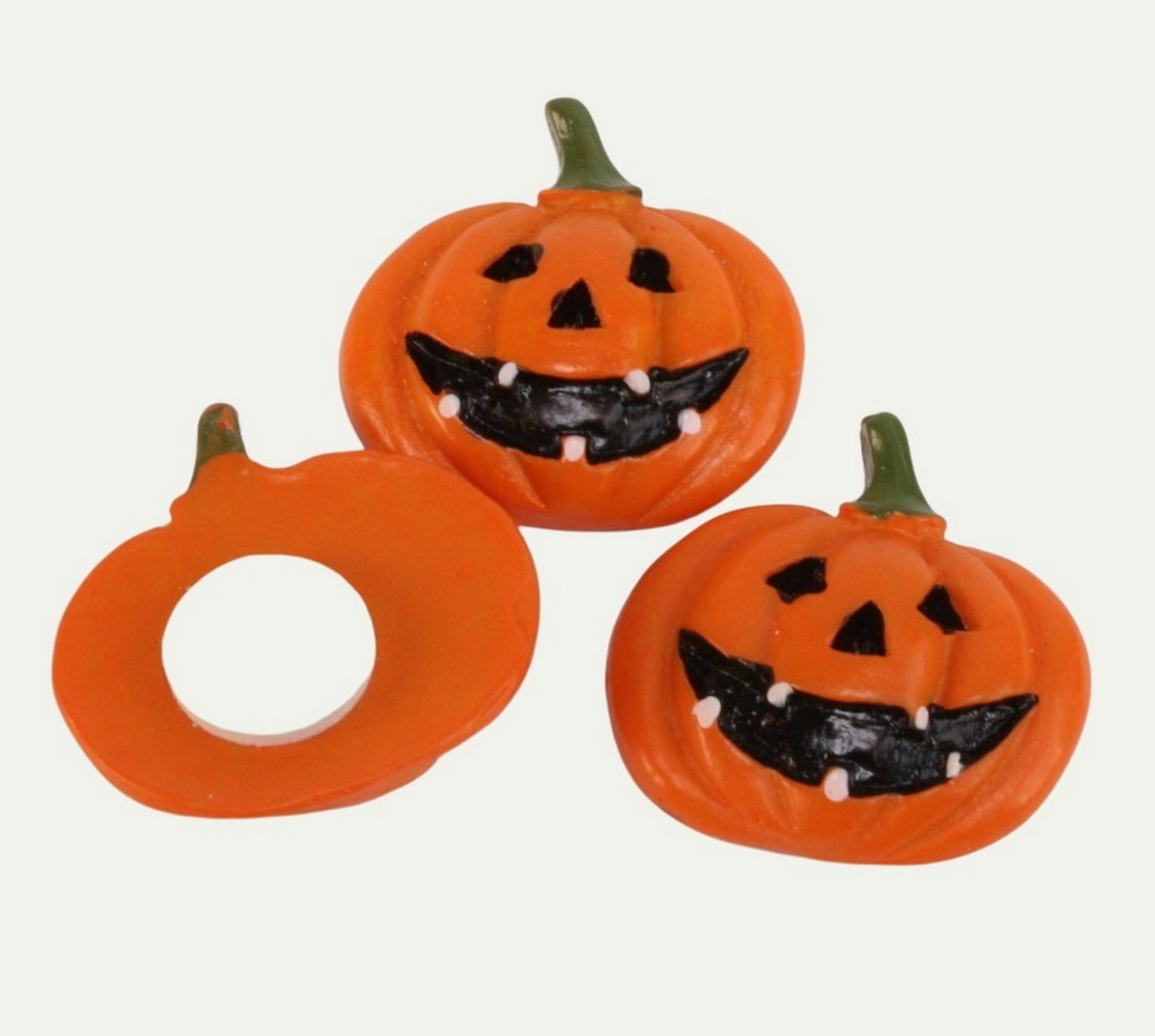 Jack-O-Lantern Pumpkins- Flatback 1" Tall - Set of 4 - 204-8833