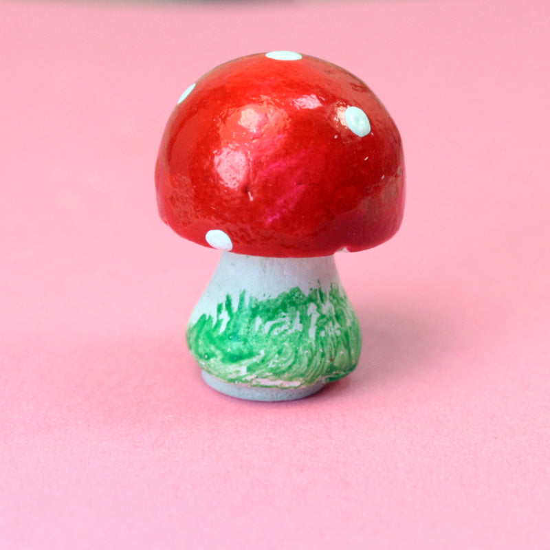 Red -  Button Mushrooms- Set of 4  - 205-0216