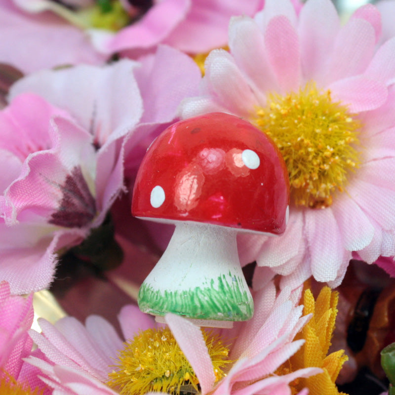 Red -  Button Mushrooms- Set of 4  - 205-0216