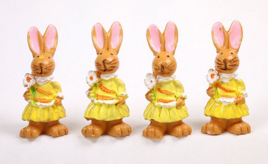 Bunny Girls - With Flower - Set of 4 - Easter - 205-0484