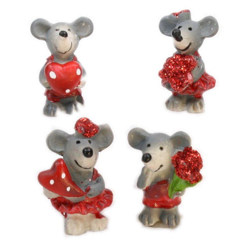 Mice - Glittery Valentine Mouse - Set of 4  - 205-5334