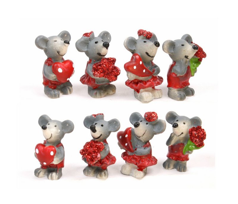 Mice - Glittery Valentine Mouse - Set of 4  - 205-5334