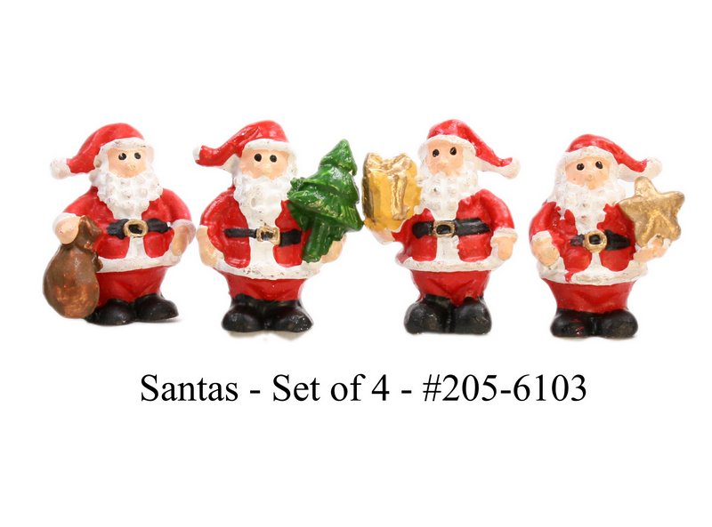 Santa - 1" Standing  - Set of 4 - Dollhouse Minis - 205-6103