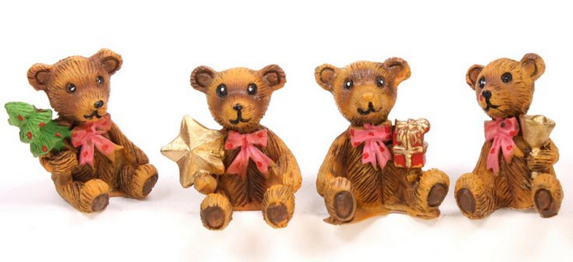 Holiday Bears - Set of 4 - Dollhouse Minis - 205-6417