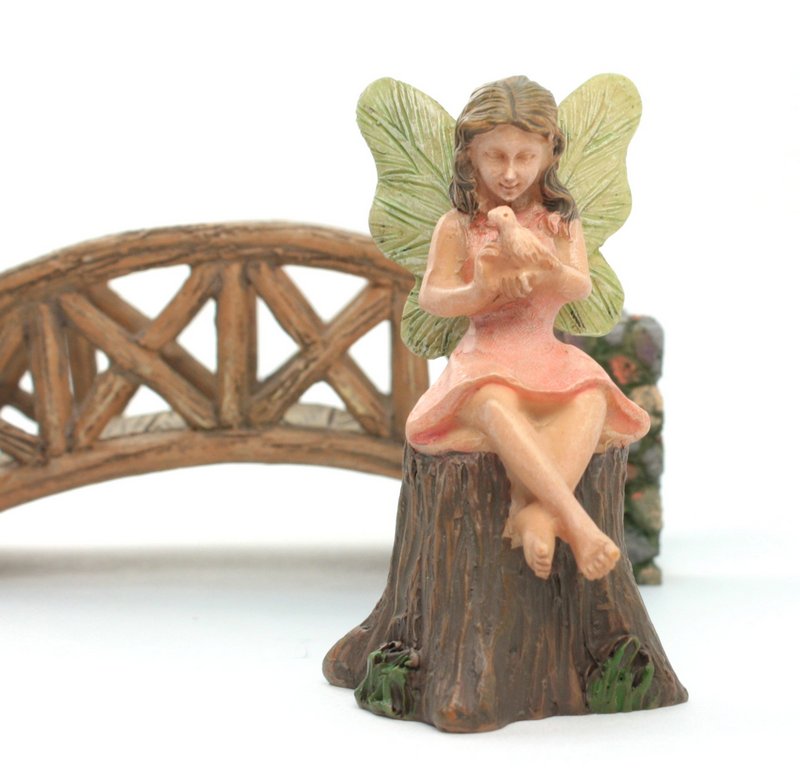 Fairy - Sitting on a tree stump -  2.5" Tall - 207-1025