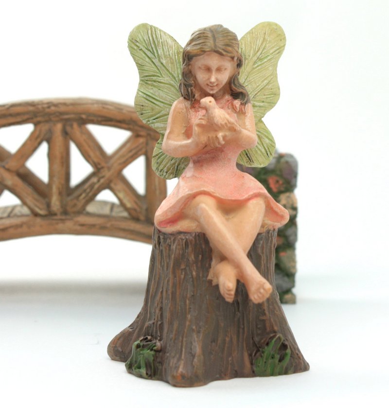 Fairy - Sitting on a tree stump -  2.5" Tall - 207-1025