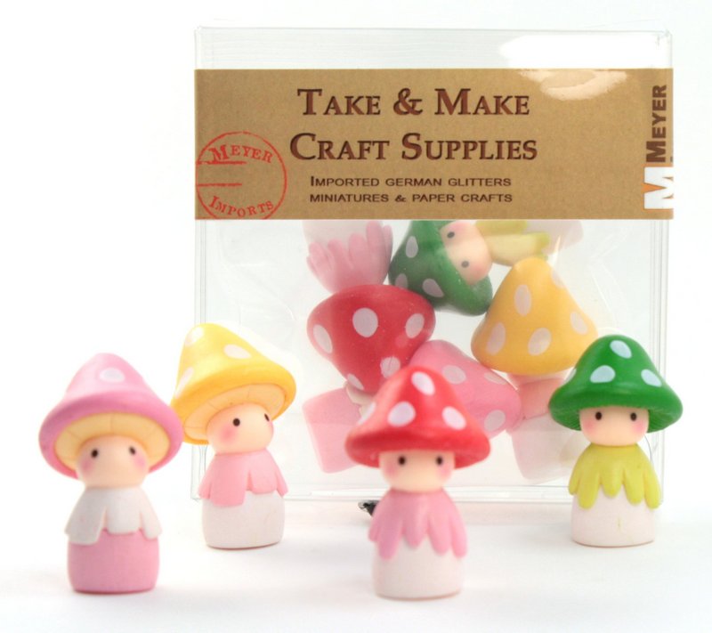 Mushroom People - 1 1/2" Tall Set of four - 207-1202