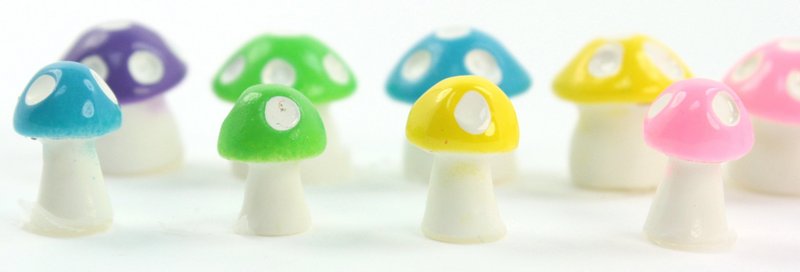 Colorful Set - 1/2" Ceramic Mushroom - Set of 28 - 207-1210