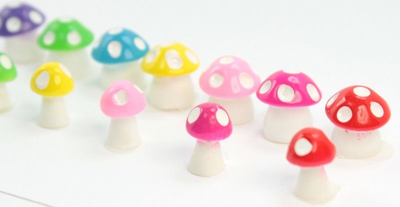 Colorful Set - 1/2" Ceramic Mushroom - Set of 28 - 207-1210