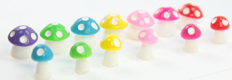 Colorful Set - 1/2" Ceramic Mushroom - Set of 28 - 207-1210