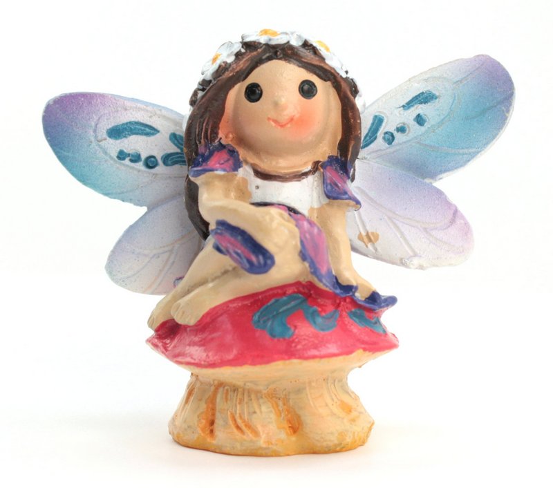 Fairy - Sitting on Mushroom  -  2" Tall - 207-6183