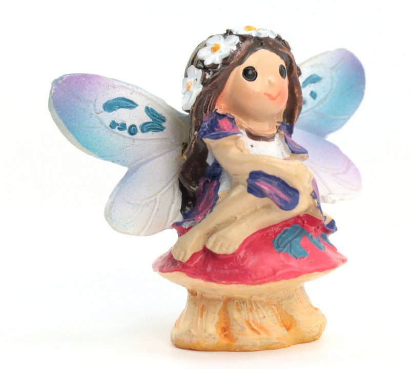 Fairy - Sitting on Mushroom  -  2" Tall - 207-6183