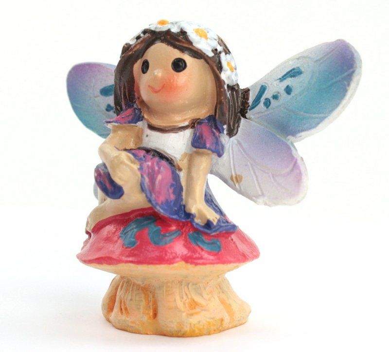 Fairy - Sitting on Mushroom  -  2" Tall - 207-6183