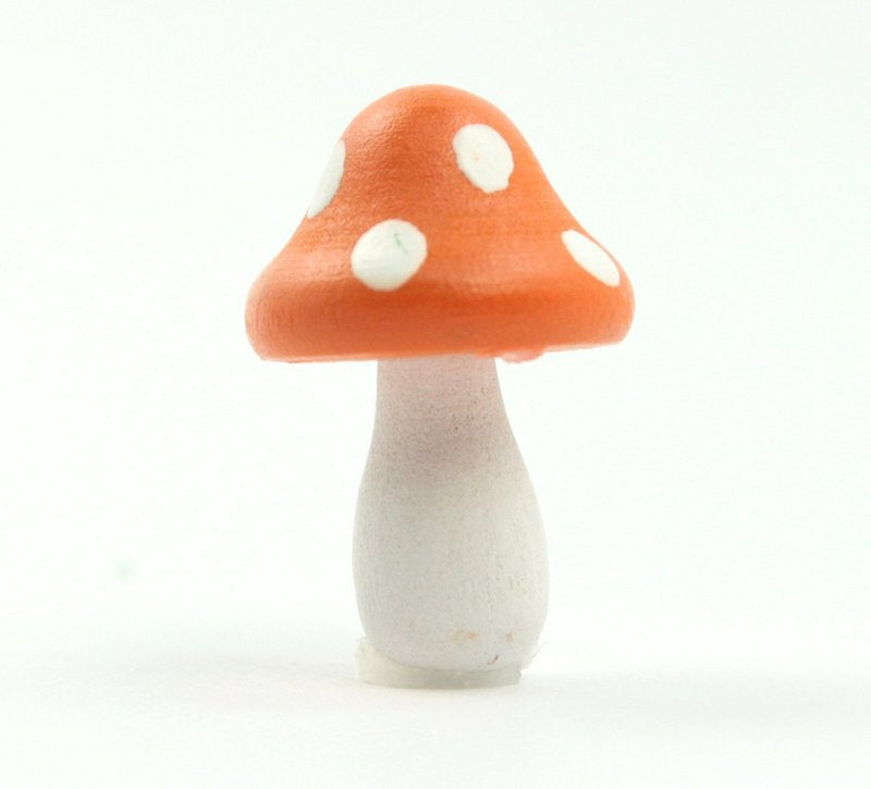 Orange - Wood - Hand Crafted - 3/4" Mushrooms 218-0126