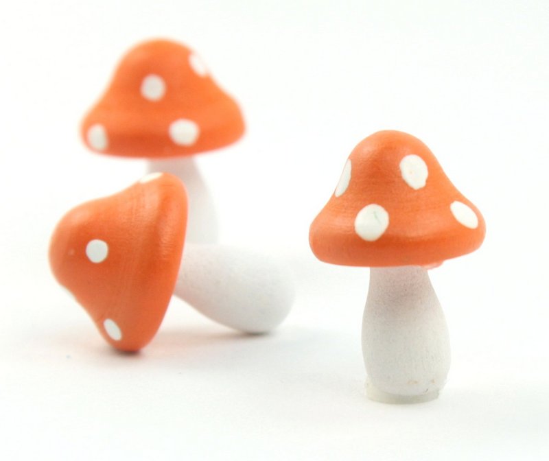 Orange - Wood - Hand Crafted - 3/4" Mushrooms 218-0126