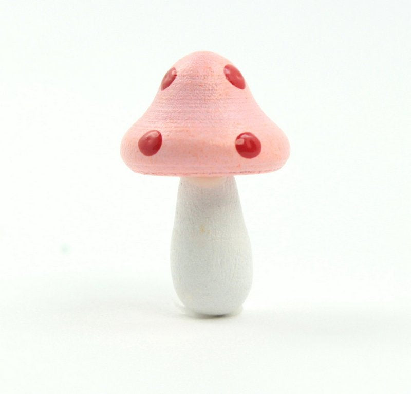 Pink - Wood - Hand Crafted - 3/4" Mushrooms 218-0127