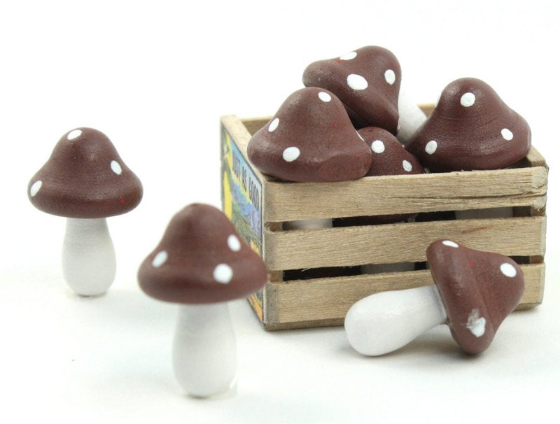 Brown - Wood - Hand Crafted - 3/4" Mushrooms 218-0131