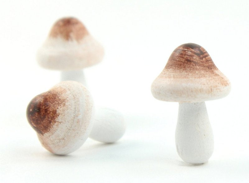 Natural - Wood - Hand Crafted - 3/4" Mushrooms -  218-0133