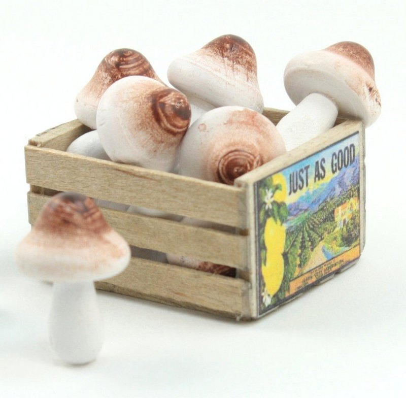 Natural - Wood - Hand Crafted - 3/4" Mushrooms -  218-0133