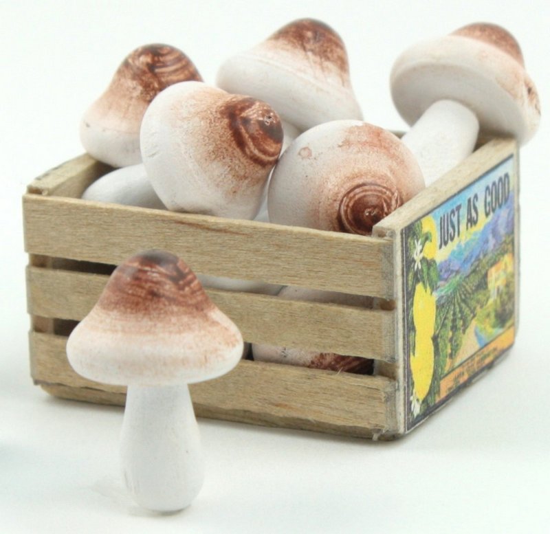 Natural - Wood - Hand Crafted - 3/4" Mushrooms -  218-0133