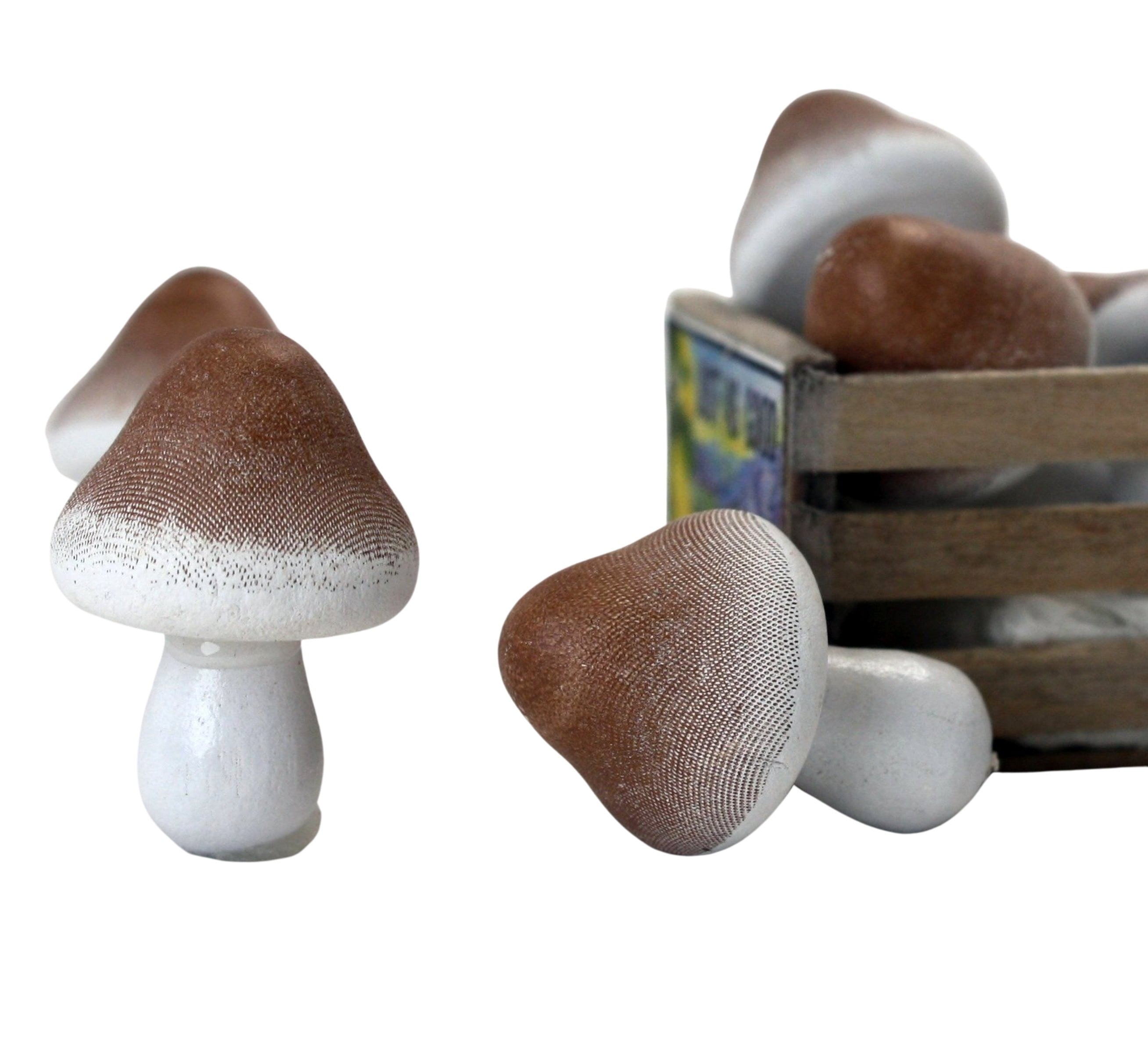 Brown Natural - Wood - Hand Crafted - 3/4" Mushrooms 218-0137