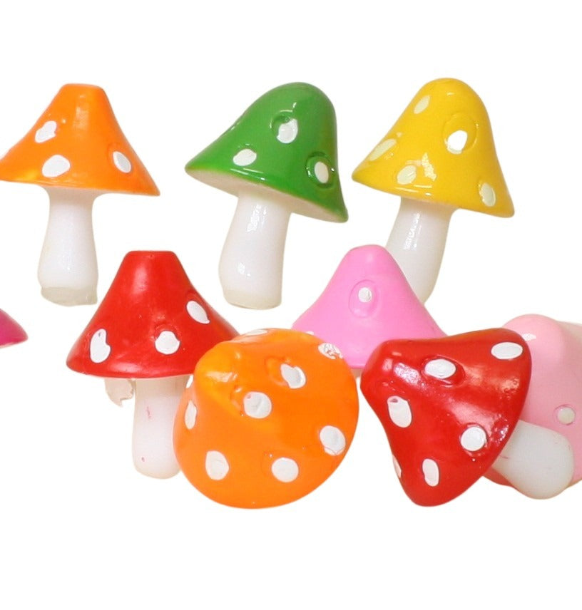 Colorful Mushroom Mix! - 1" Resin Mushrooms -16pcs - 218-0144