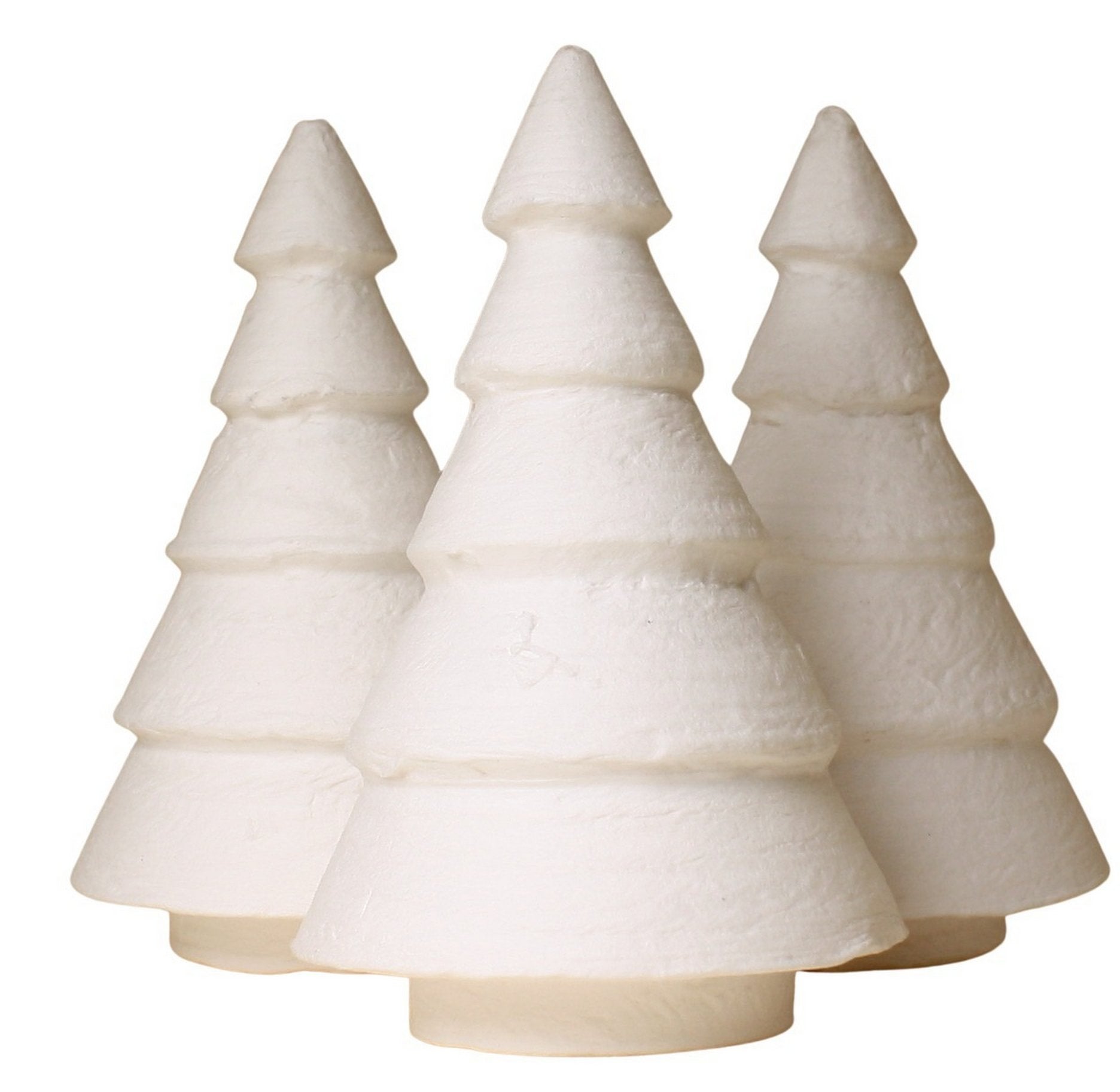 Christmas Tree - 3" Tall White Spun Cotton - Set of 4 - 218-0160