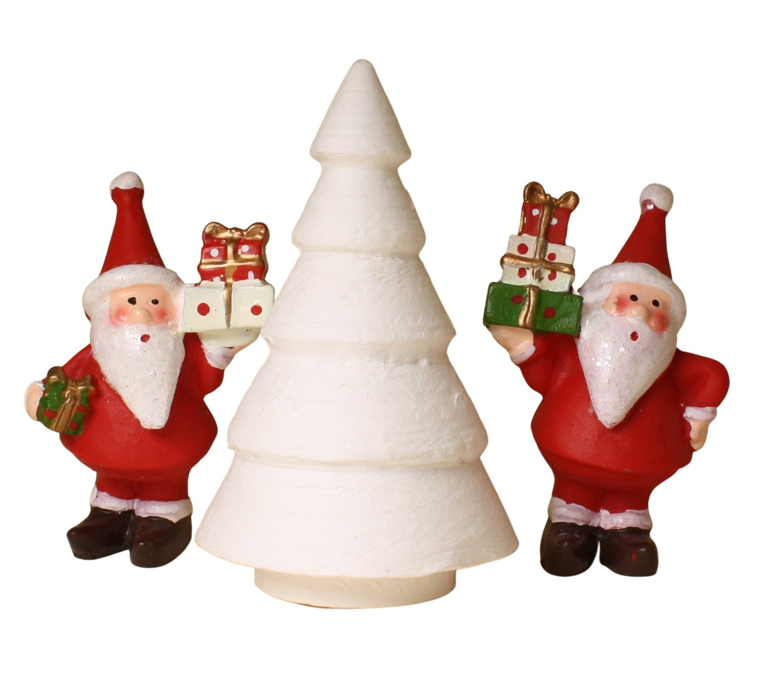 Christmas Tree - 3" Tall White Spun Cotton - Set of 4 - 218-0160