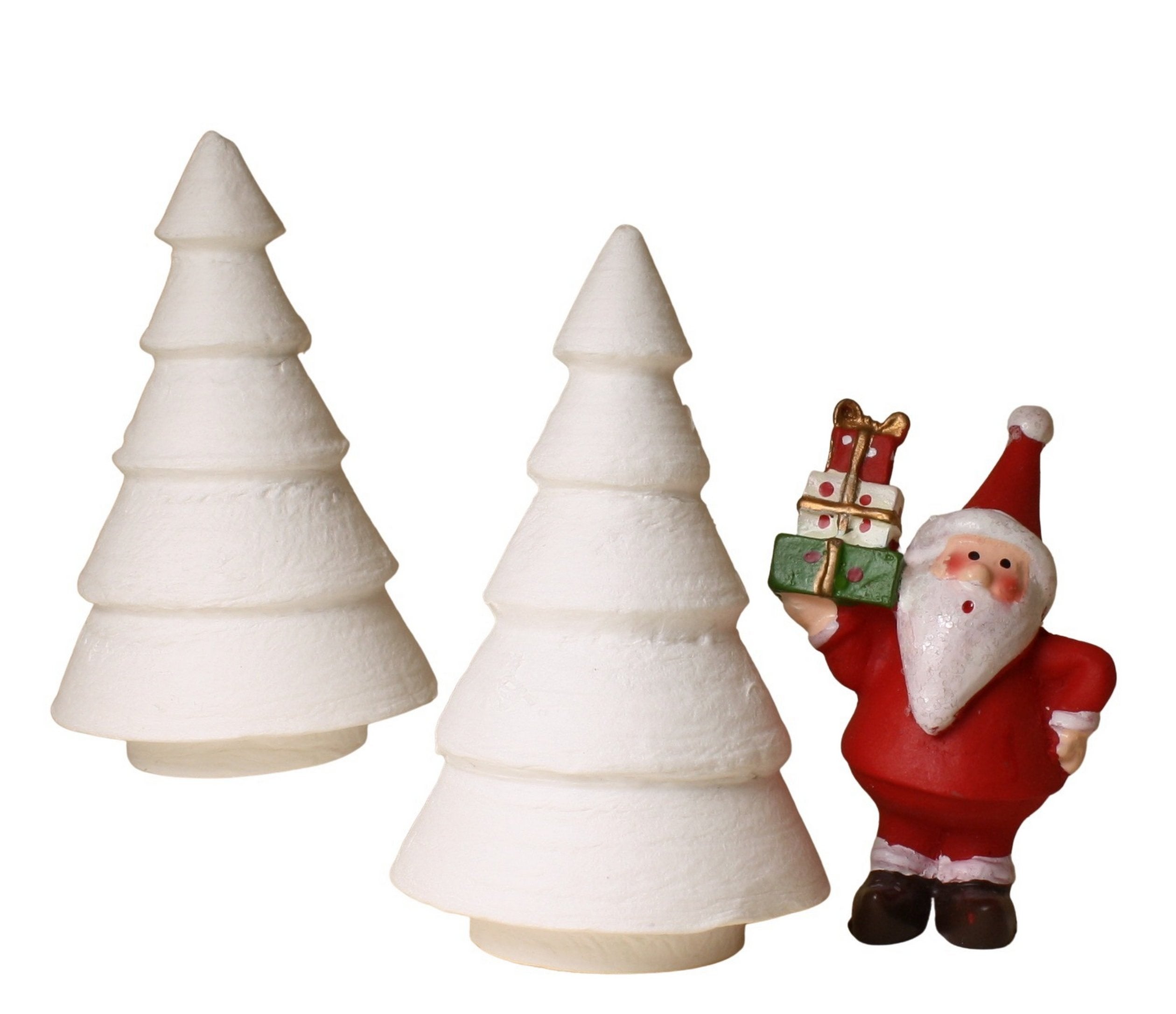 Christmas Tree - 3" Tall White Spun Cotton - Set of 4 - 218-0160