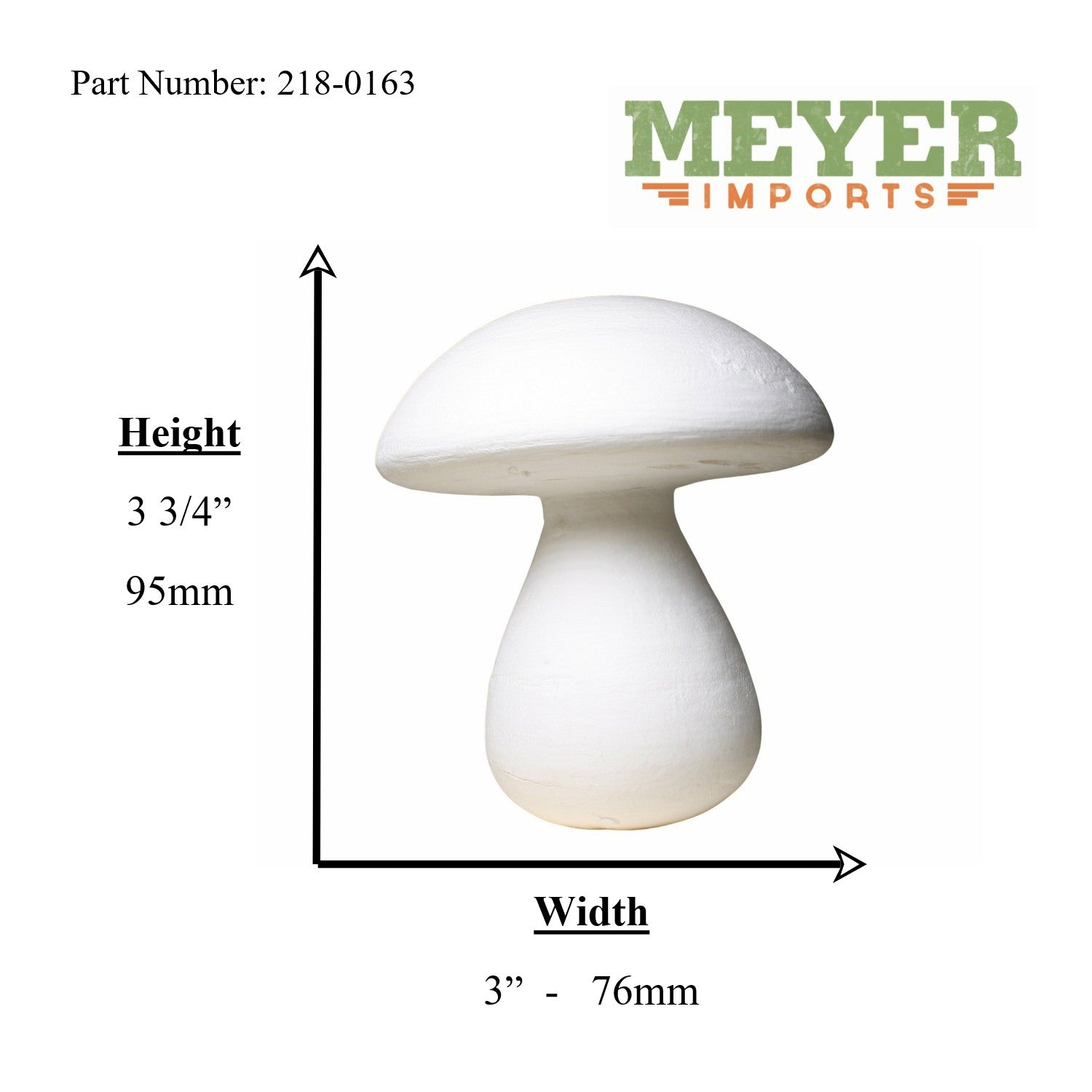 Mushrooms - HUGE - 3" White Spun Cotton - Set of 2 - 218-0163