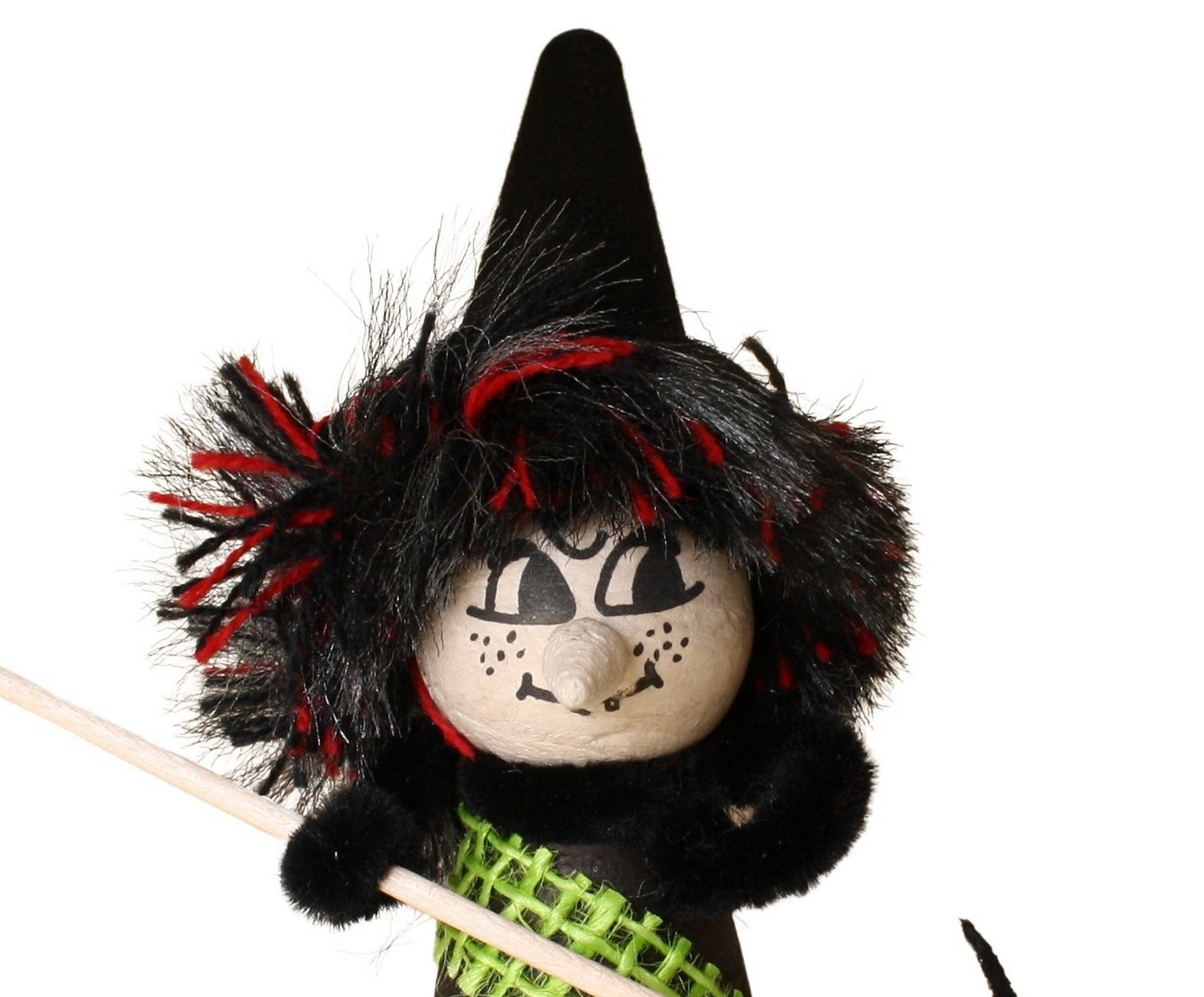 Halloween Witch - Decorated Spun Cotton  - 4" Tall - 218-0164