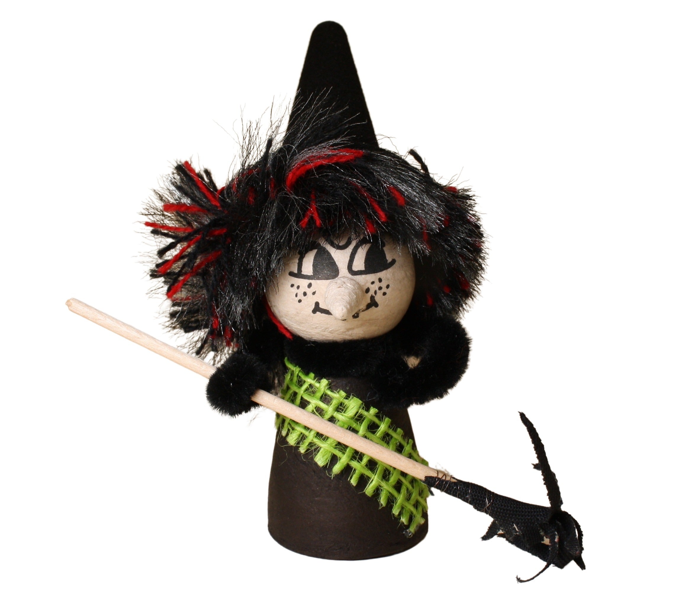 Halloween Witch - Decorated Spun Cotton  - 4" Tall - 218-0164