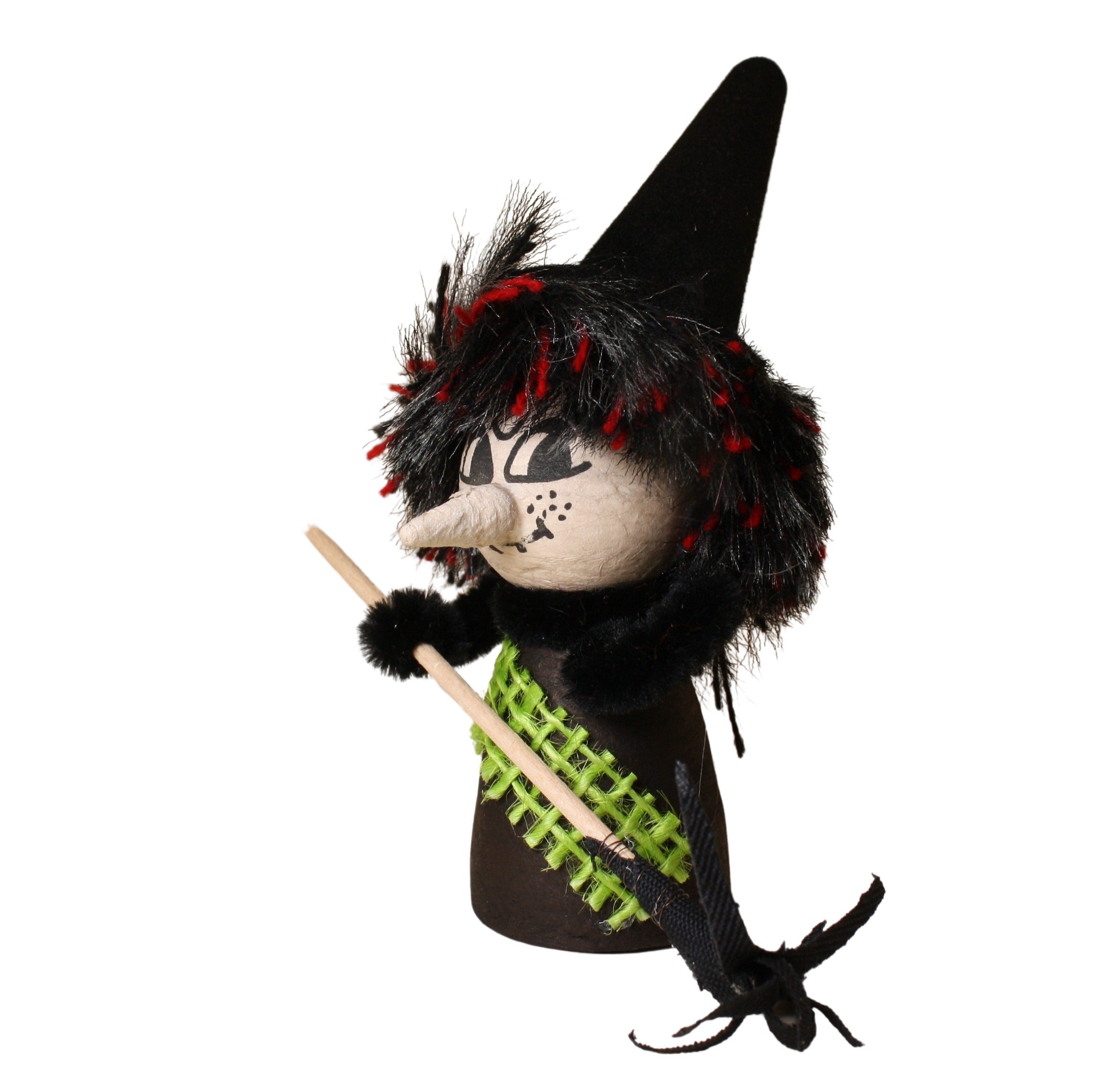 Halloween Witch - Decorated Spun Cotton  - 4" Tall - 218-0164