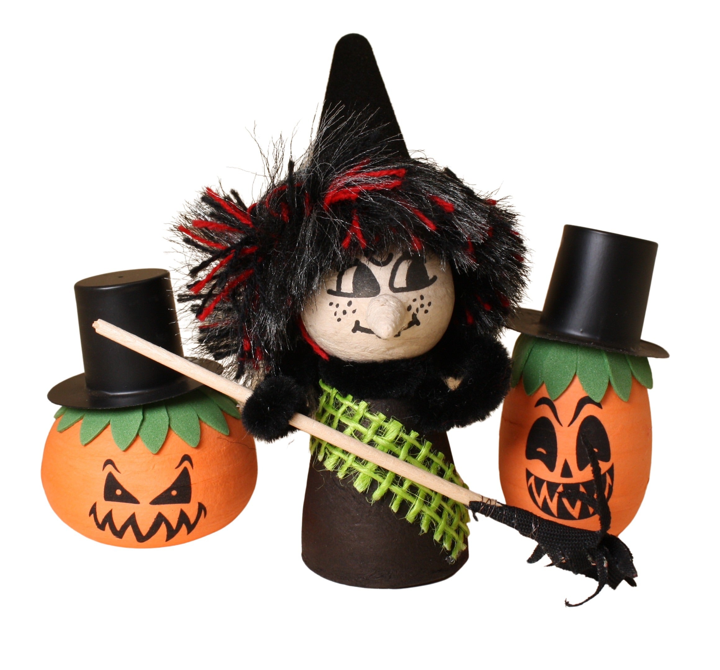 Halloween Witch - Decorated Spun Cotton  - 4" Tall - 218-0164