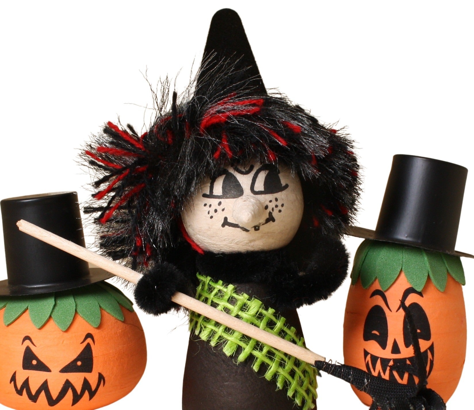 Halloween Witch - Decorated Spun Cotton  - 4" Tall - 218-0164