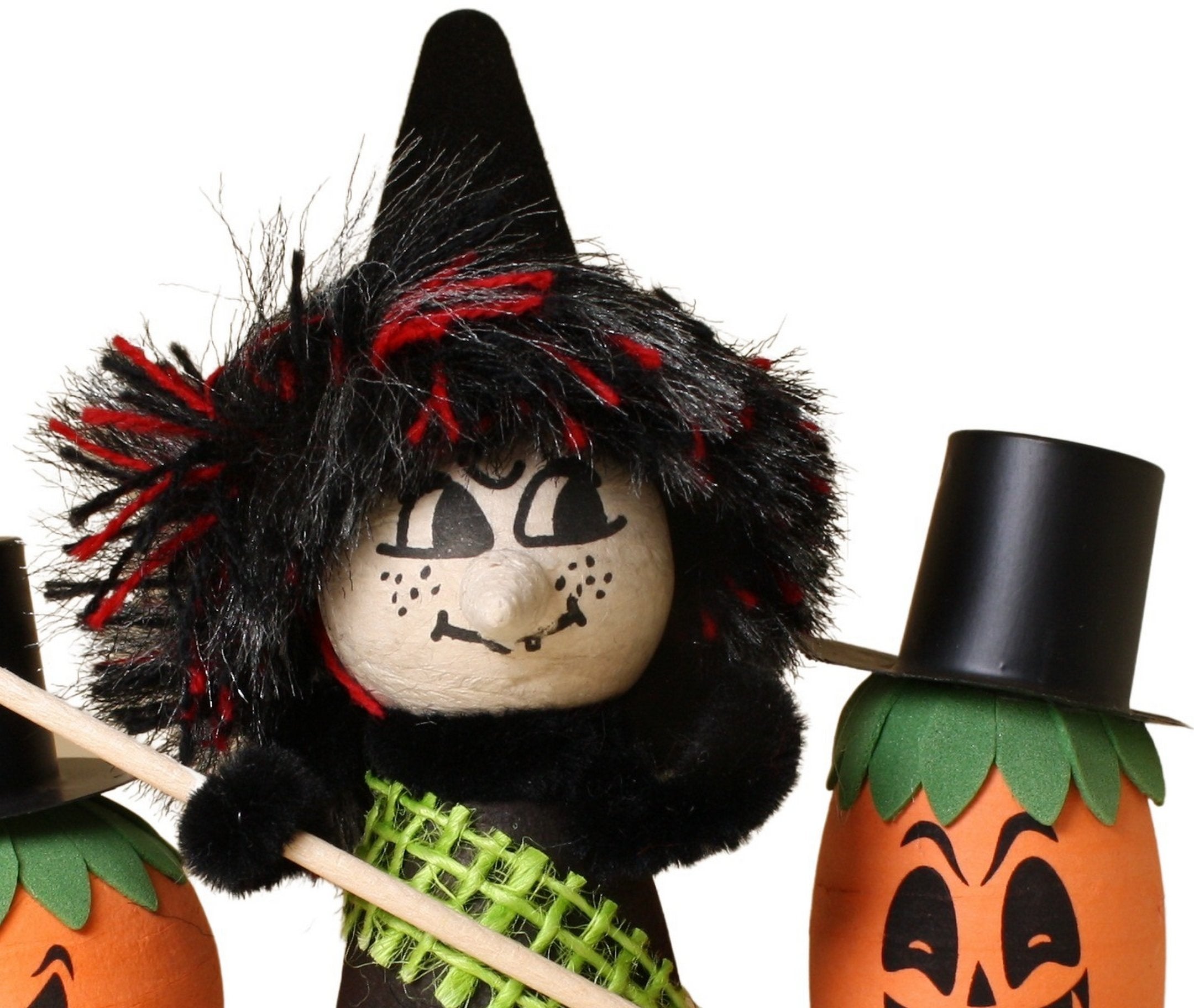 Halloween Witch - Decorated Spun Cotton  - 4" Tall - 218-0164